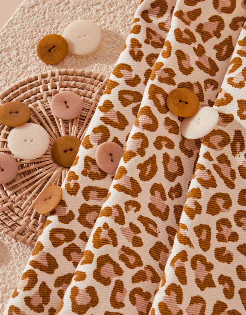 Leony Leopard Print Cotton Gabardine Twill Fabric, Atelier Brunette
