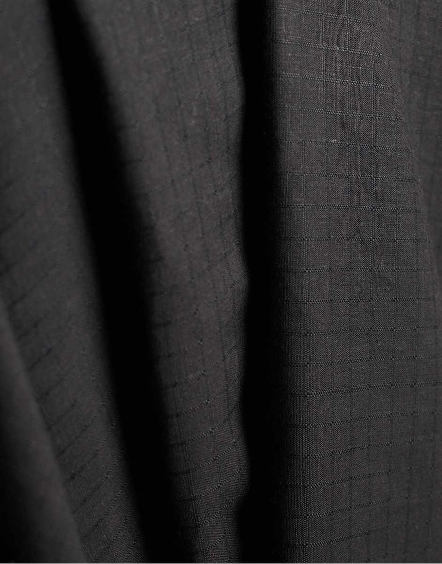 Charcoal Grey Little Tile Viscose Linen Fabric, Atelier Brunette