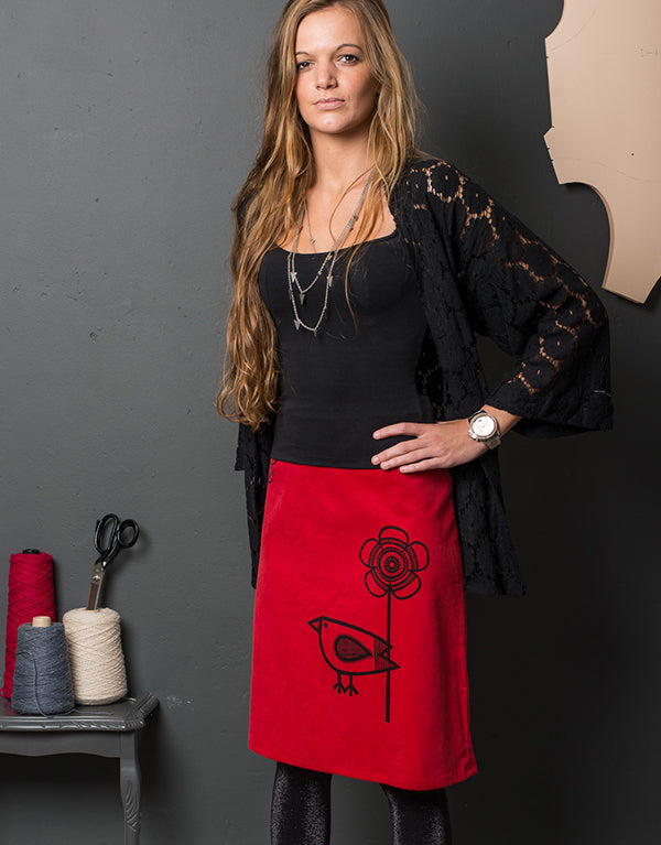 Clothkits A-Line Skirt Dressmaking Kit, Tomotake Green on Blue