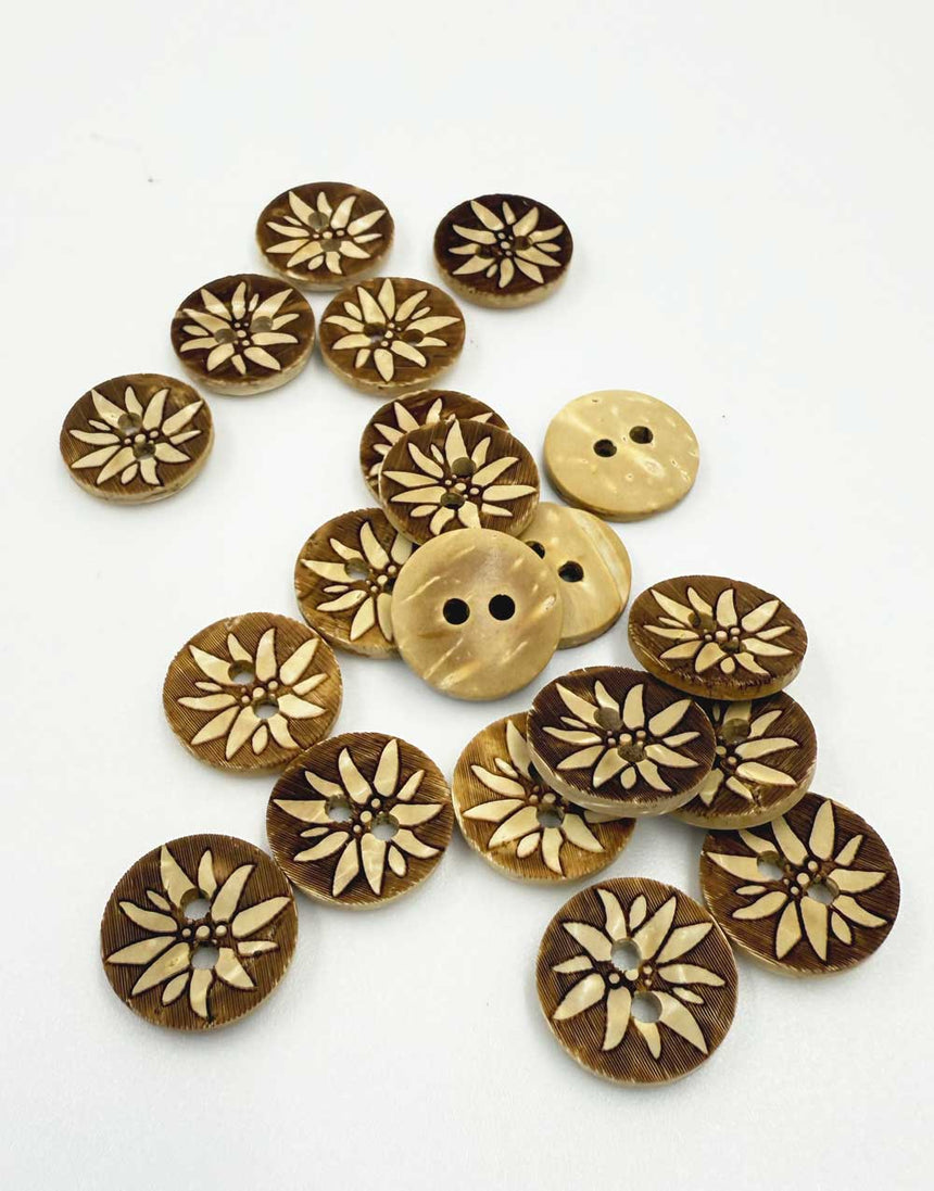 Coconut Shell Button, 13mm, Edelweiss