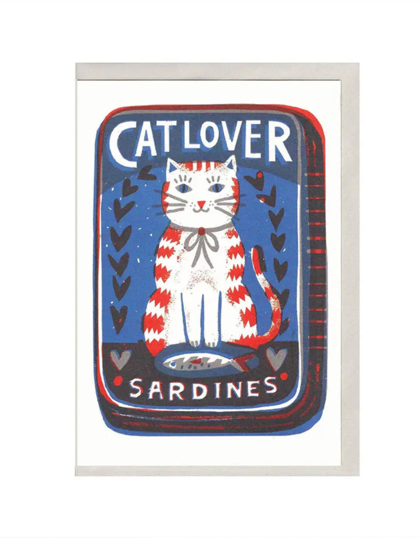 Cat Lover Sardines Greeting Card, Printed Peanut