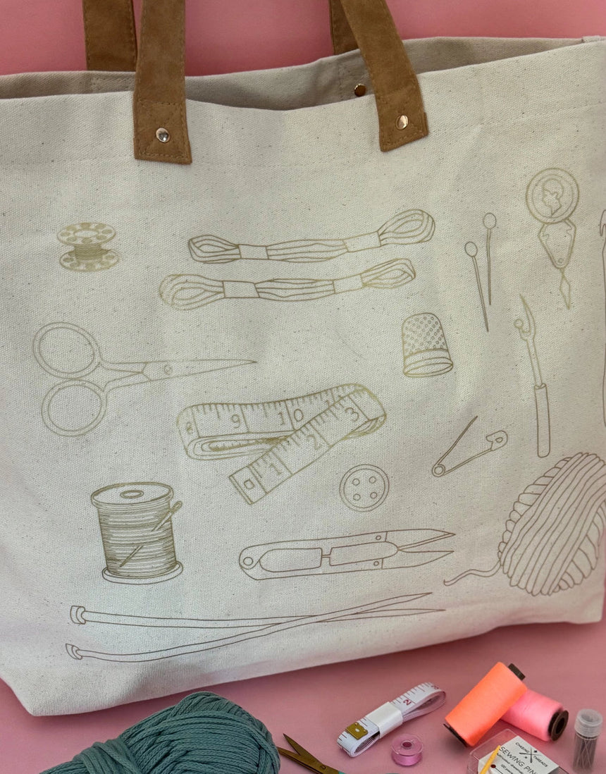 Stitch Your Craft Tools Tote Bag, Chasing Threads