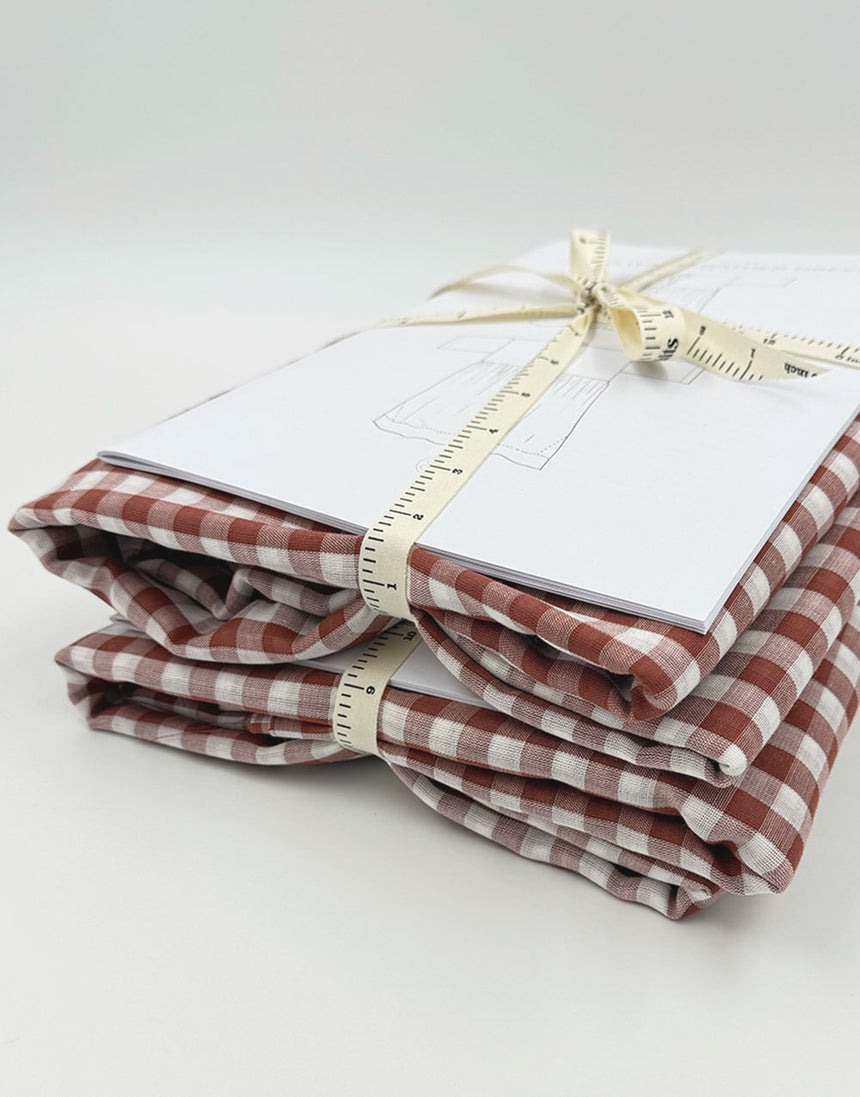 Gingham Zero Waste Gather Dress, Complete Dressmaking Kit