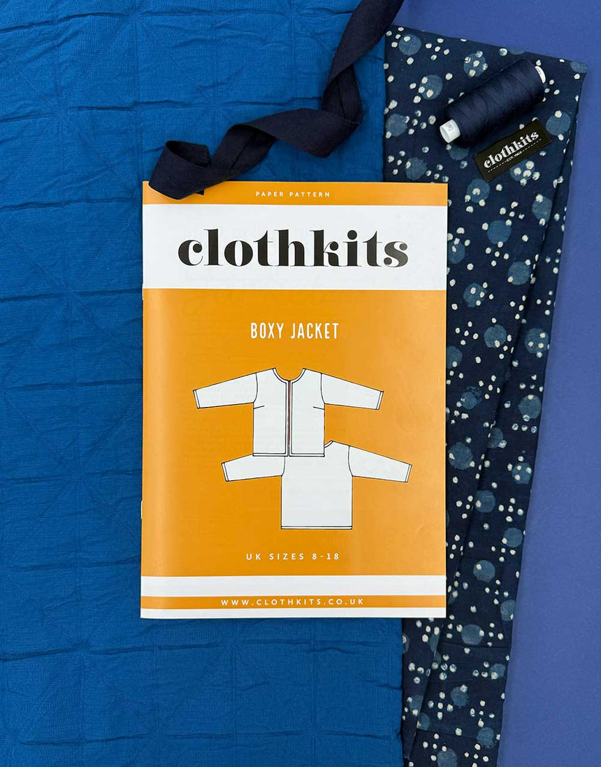 Clothkits® Reversible Boxy Jacket Kit - Quilted Cotton Jacquard & Bagru Block Print