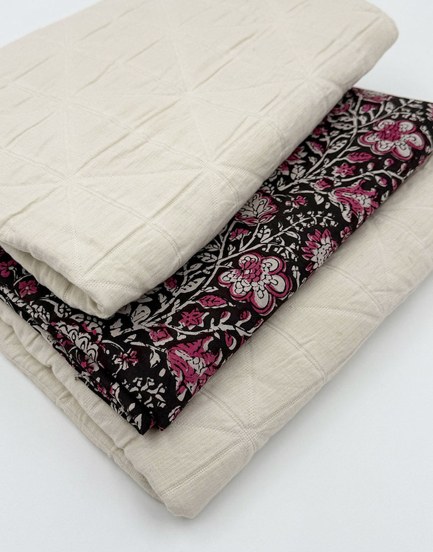 Clothkits® Reversible Boxy Jacket Kit - Quilted Cotton Jacquard & Bagru Block Print