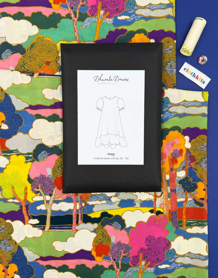 The May Dress Sewing Kit, Prospect Road Liberty Print (Ages 2-7)