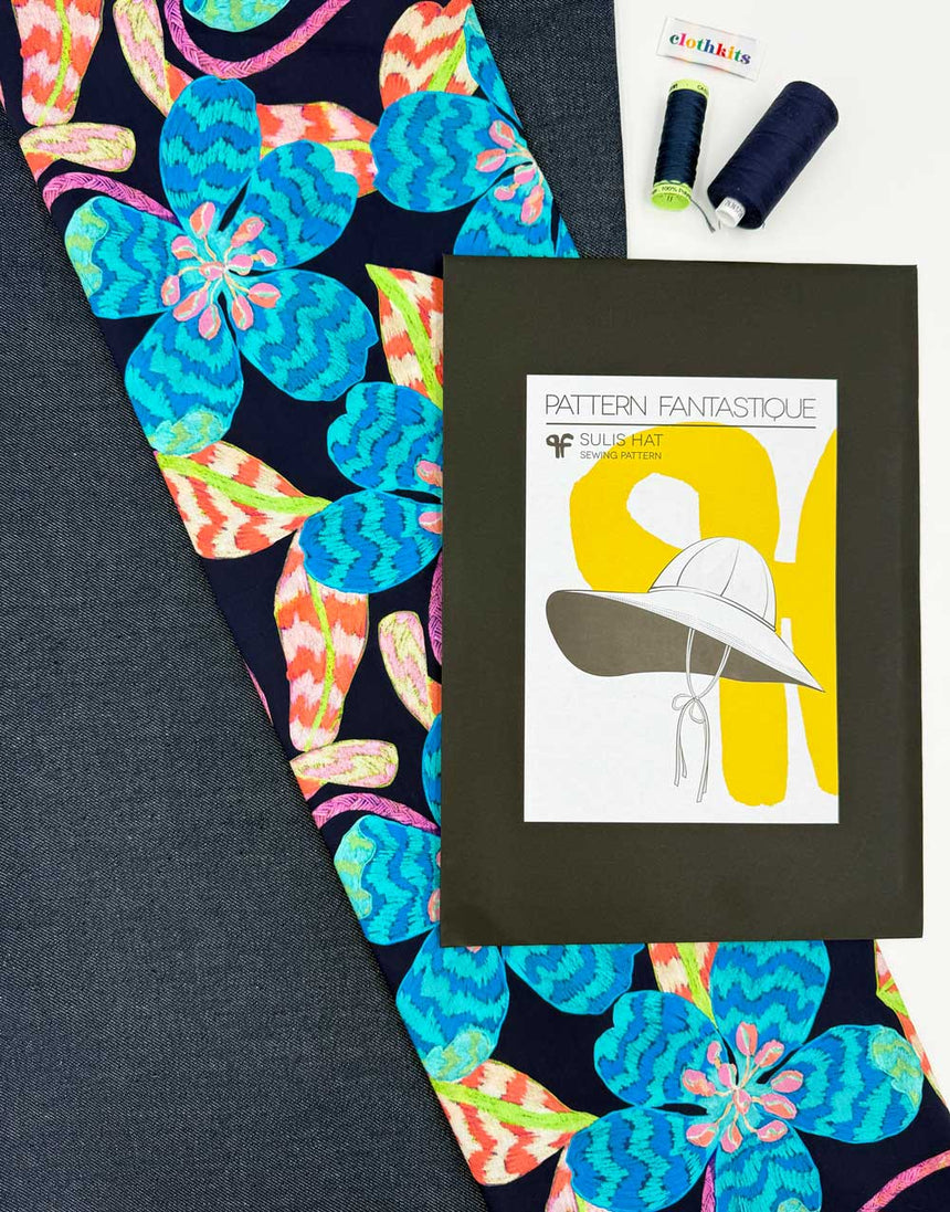 Denim & Liberty Sulis Hat Complete Dressmaking Kit, Pattern Fantastique