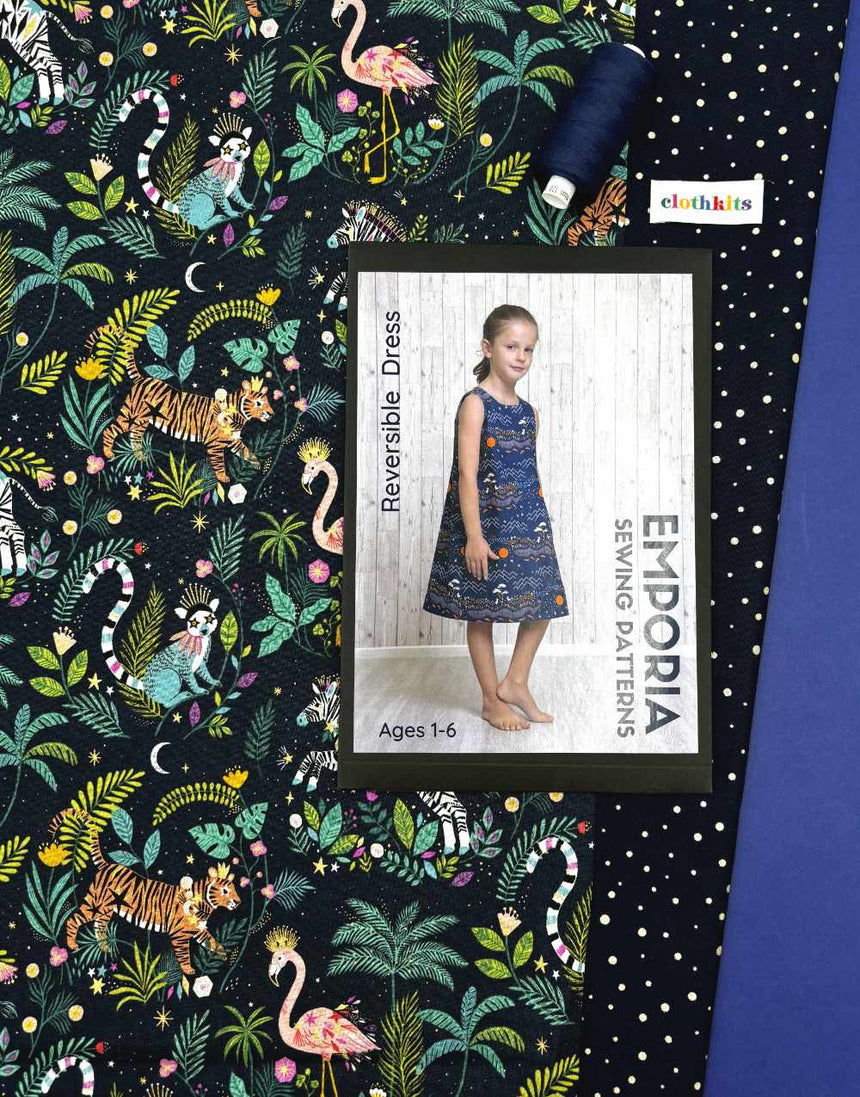 Jungle Sparkle Girl's Reversible Dress Complete Dressmaking Kit, Emporia Patterns