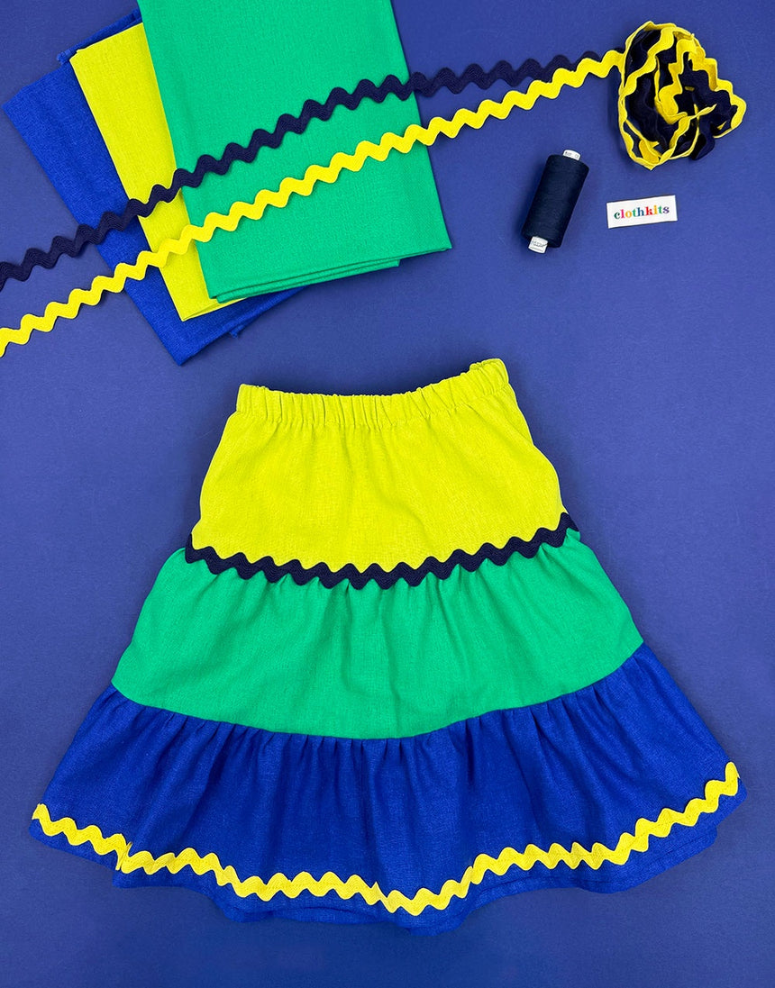 Colourful Ric Rac Sandwich Skirt Girls Sewing Kit, Ages 5–15