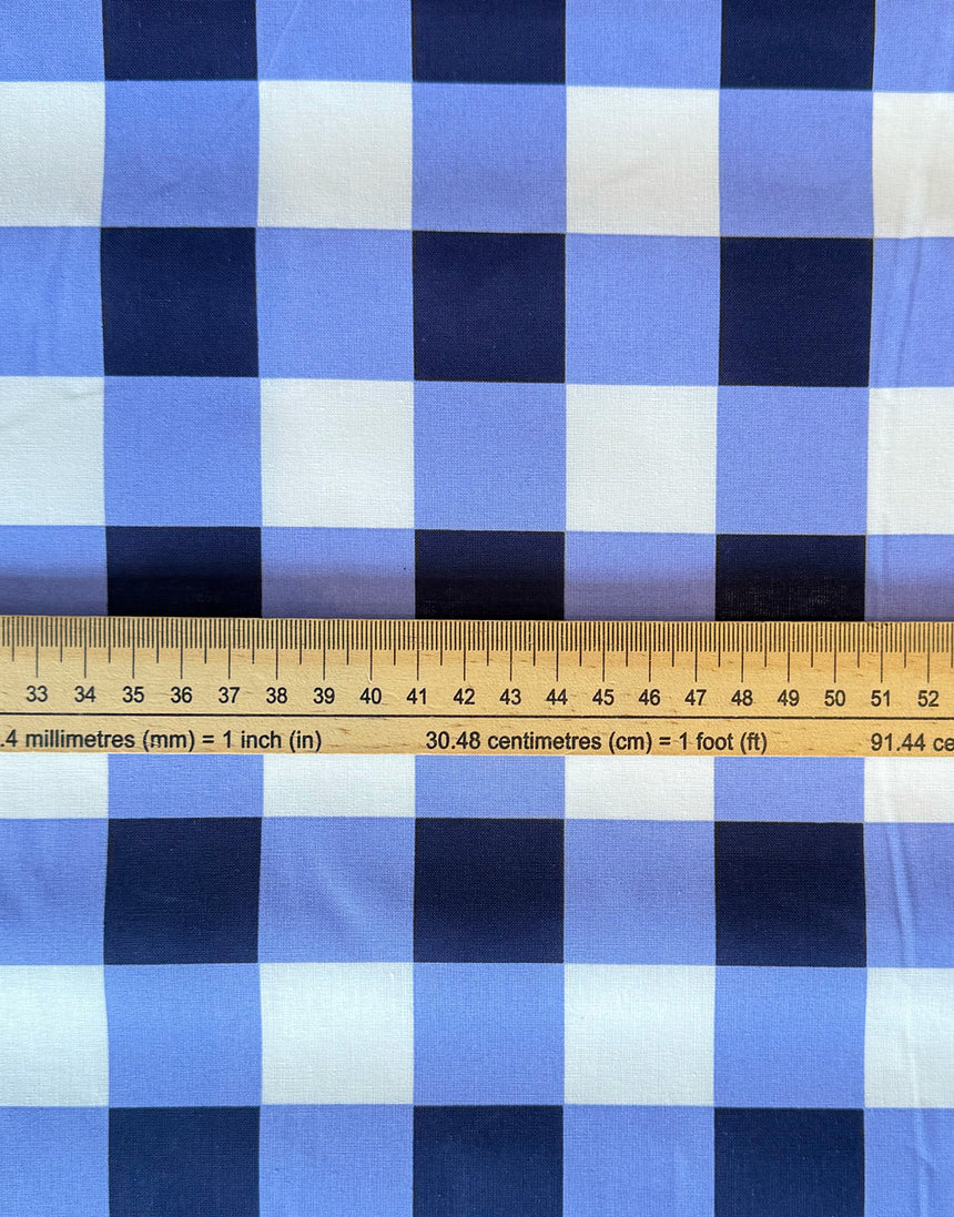 Blue Checks Coated Cotton Water Resistant Fabric
