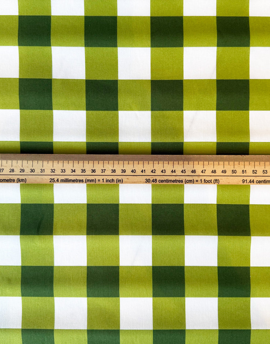 Green Checks Coated Cotton Fabric
