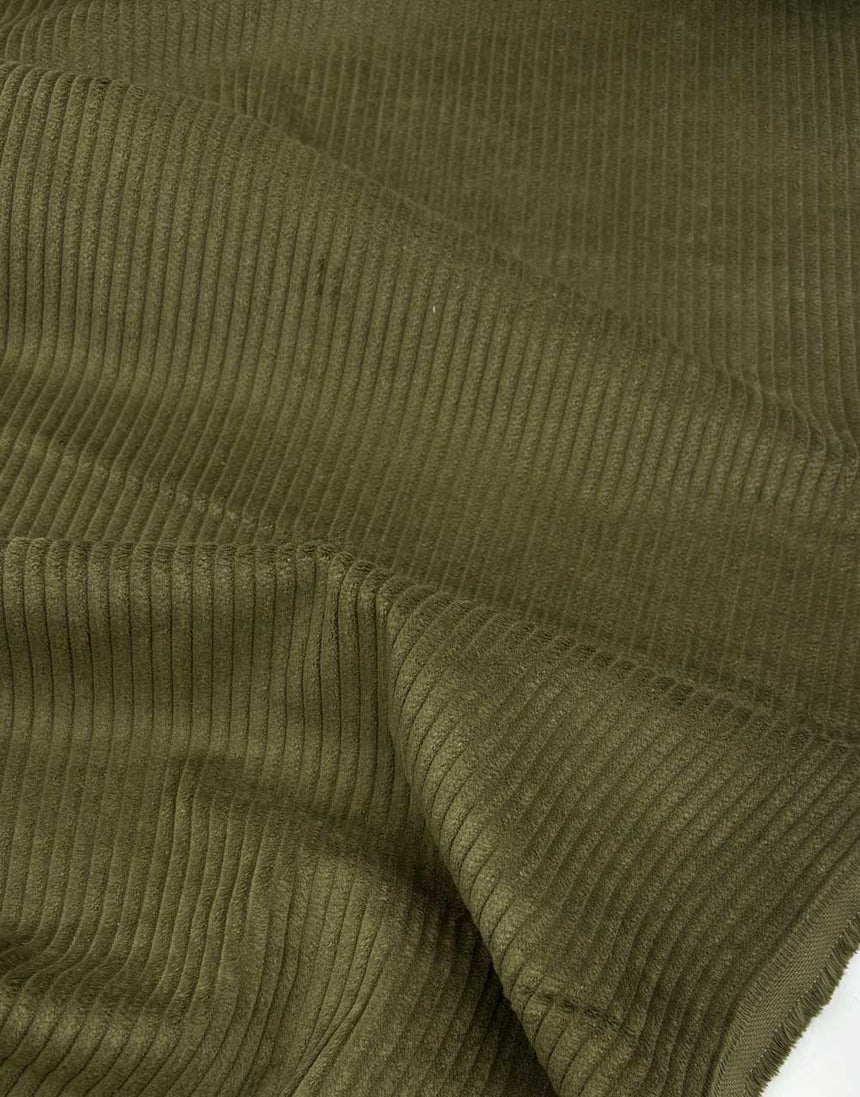 Remnant 1m - Olive Green 4.5 Wale Jumbo Cotton Corduroy Fabric