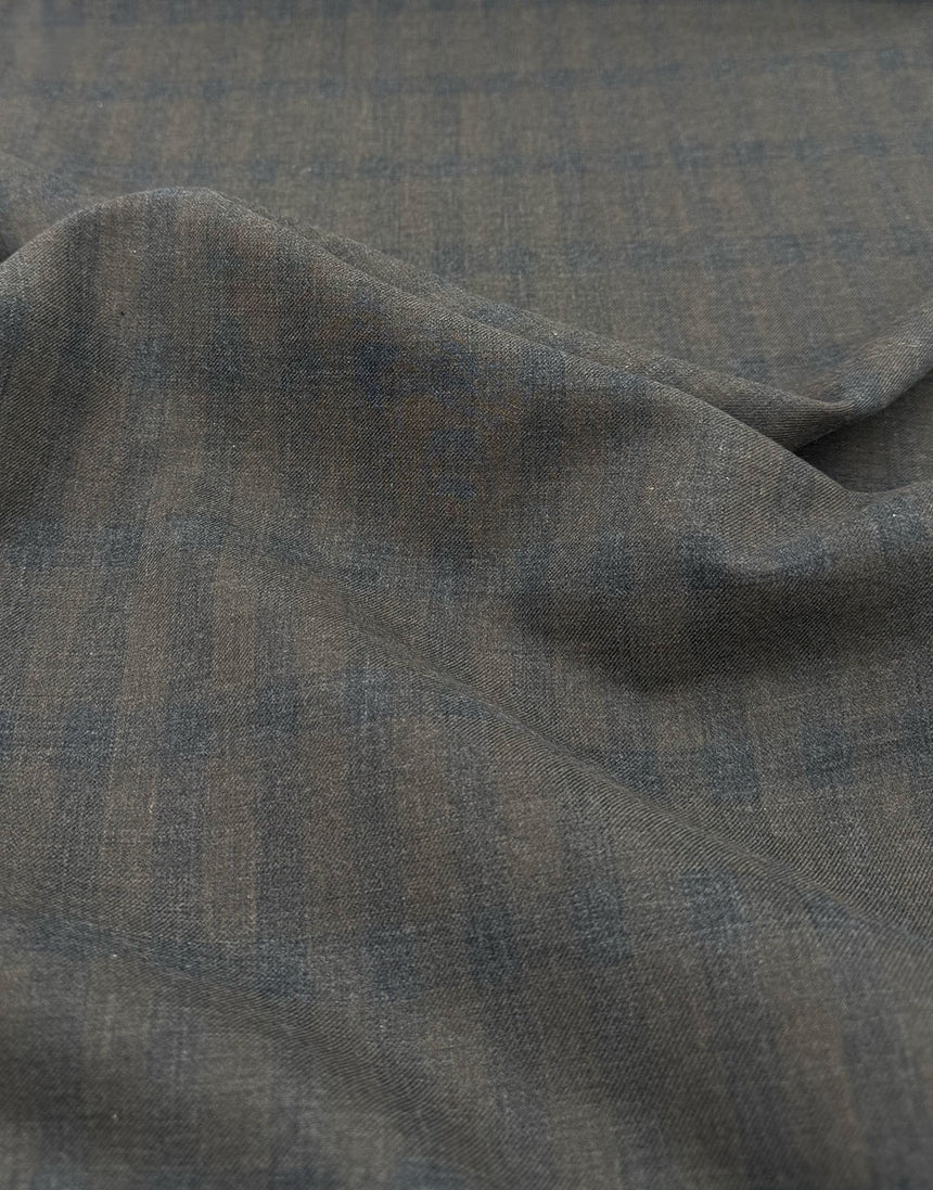 Cossato Cotton & Cashmere Check Fabric, Earthy Olive