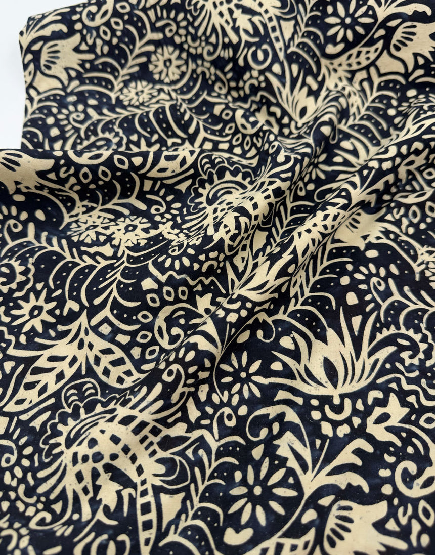 Botanical Ink Handcrafted Batik Cotton Fabric