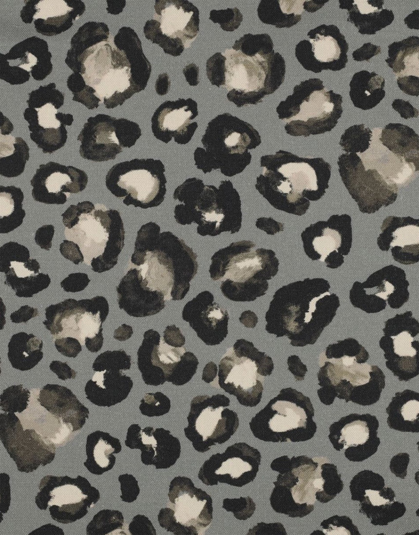 Sage Grey Leopard Cotton Canvas Fabric
