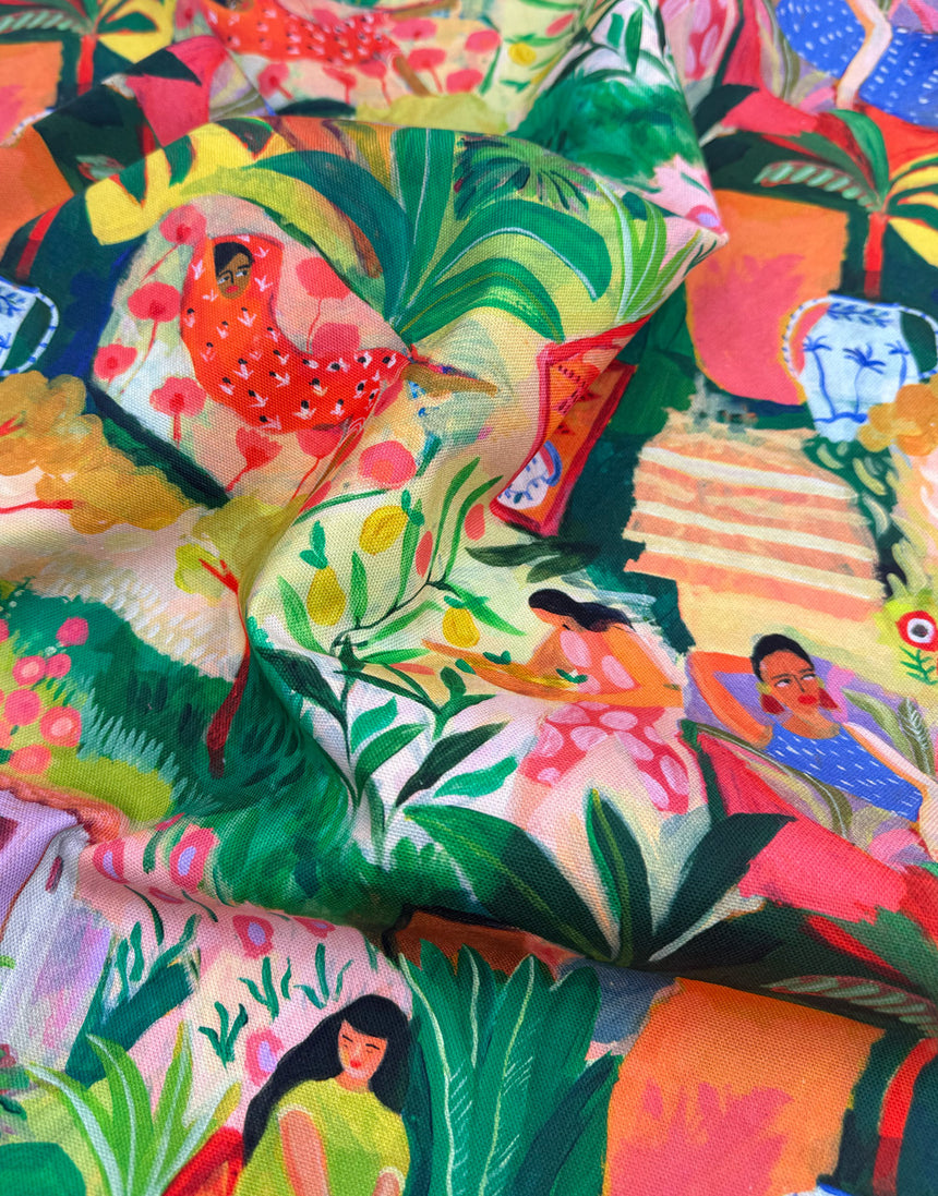 Tropical Garden Printed Cotton Canvas Fabric