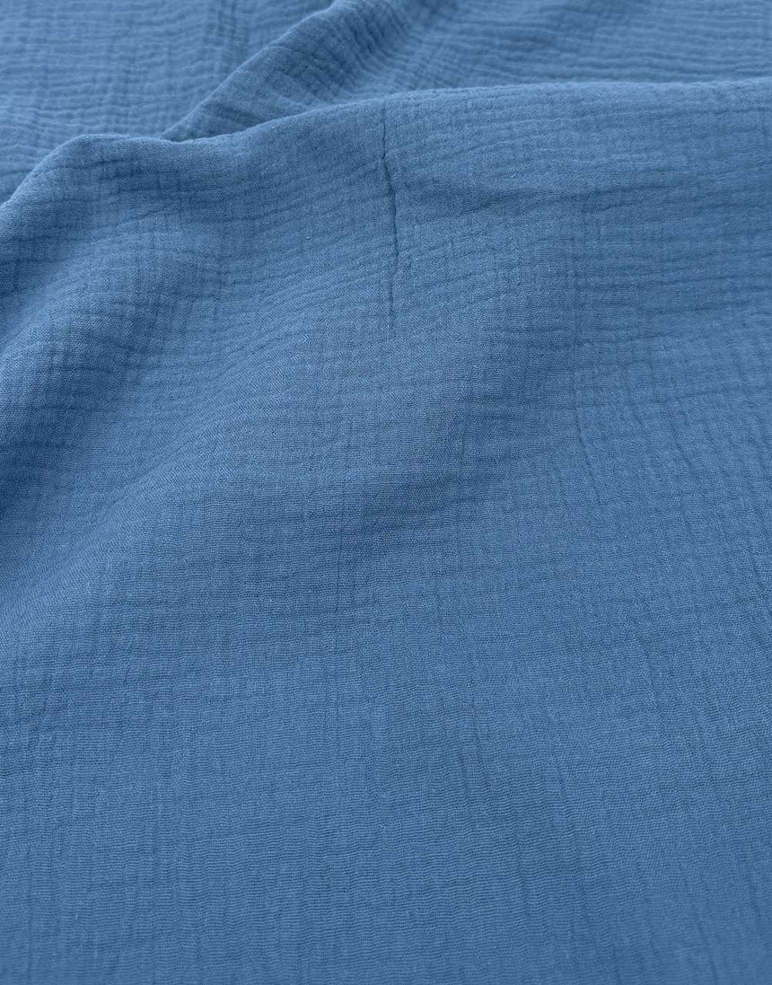 French Navy Cotton Double Gauze Fabric
