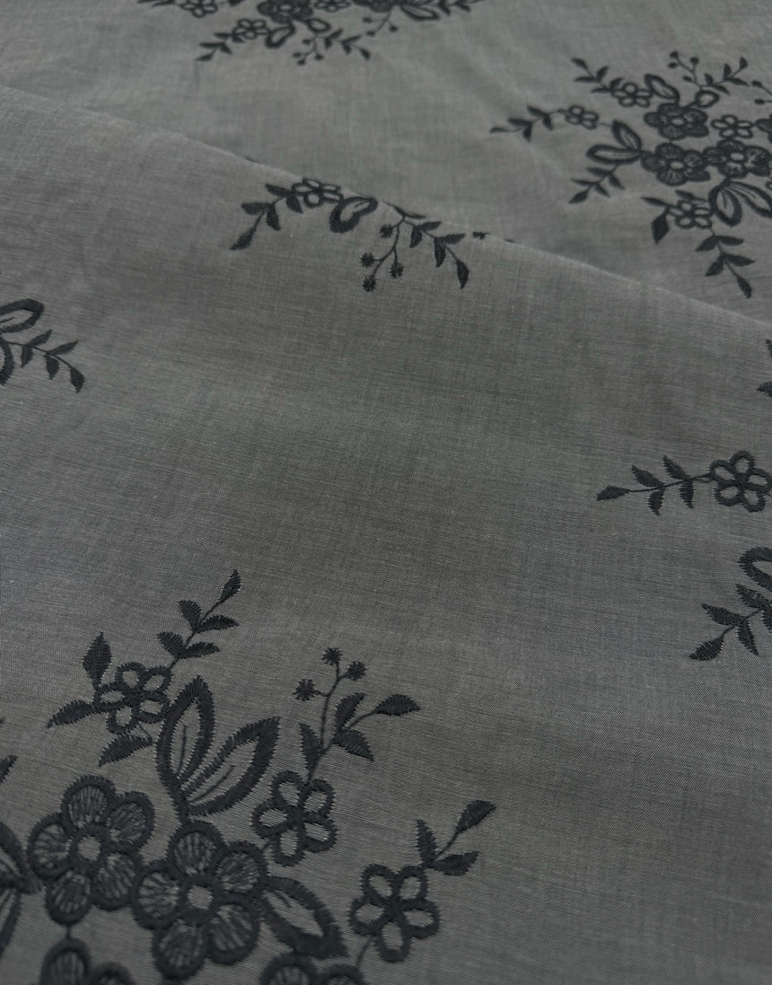 Ash Blossom Embroidered Cotton Fabric