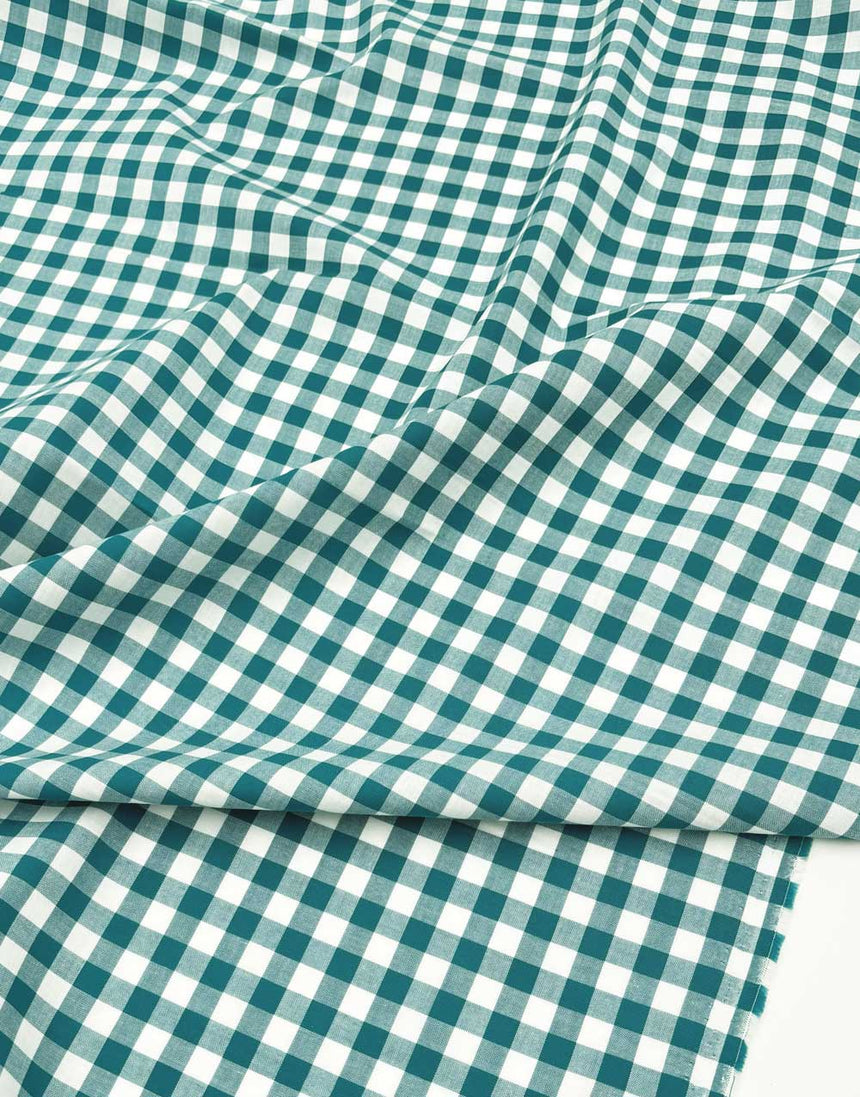 Small Teal Gingham Cotton Fabric