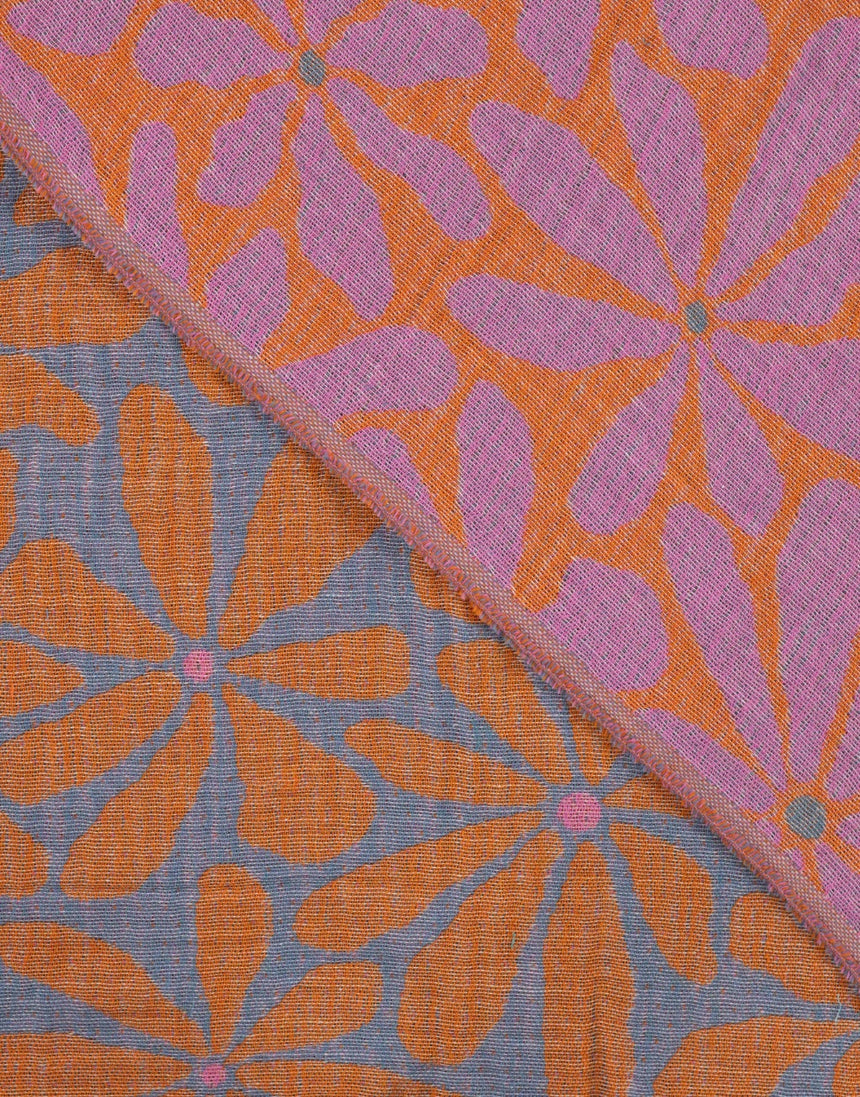 Tangerine Bloom Cotton Hammam Jacquard Reversible Fabric