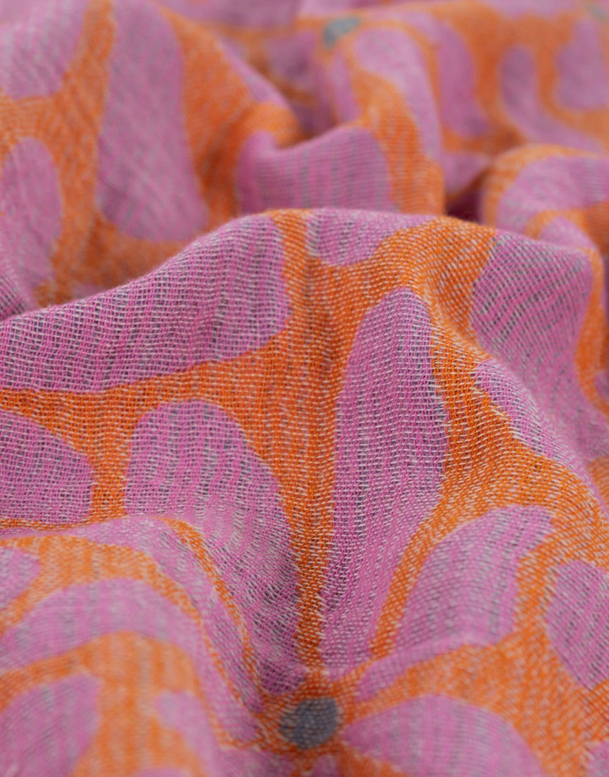 Tangerine Bloom Cotton Hammam Jacquard Reversible Fabric