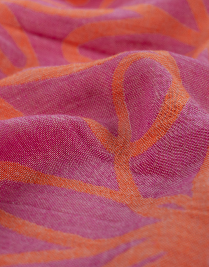 Sunset Flower Scribble Cotton Hammam Jacquard Reversible Fabric