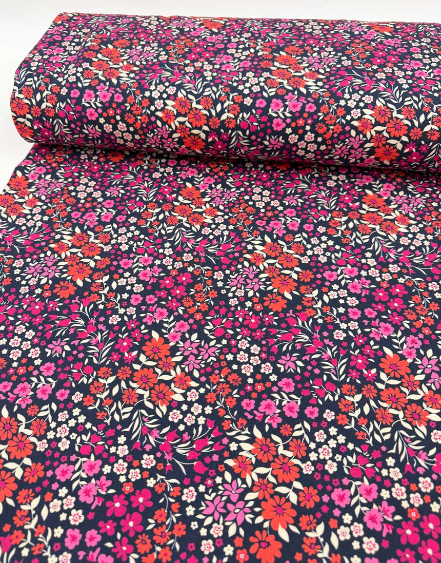 Wildberry Ditsy Cotton Jersey Fabric
