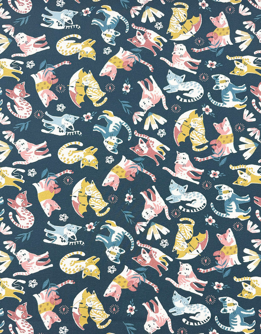 Whisker Parade Cotton Jersey Fabric
