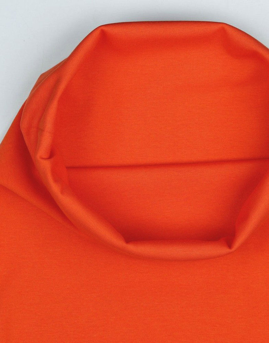 Orange Tubular Jersey Rib Knit Fabric