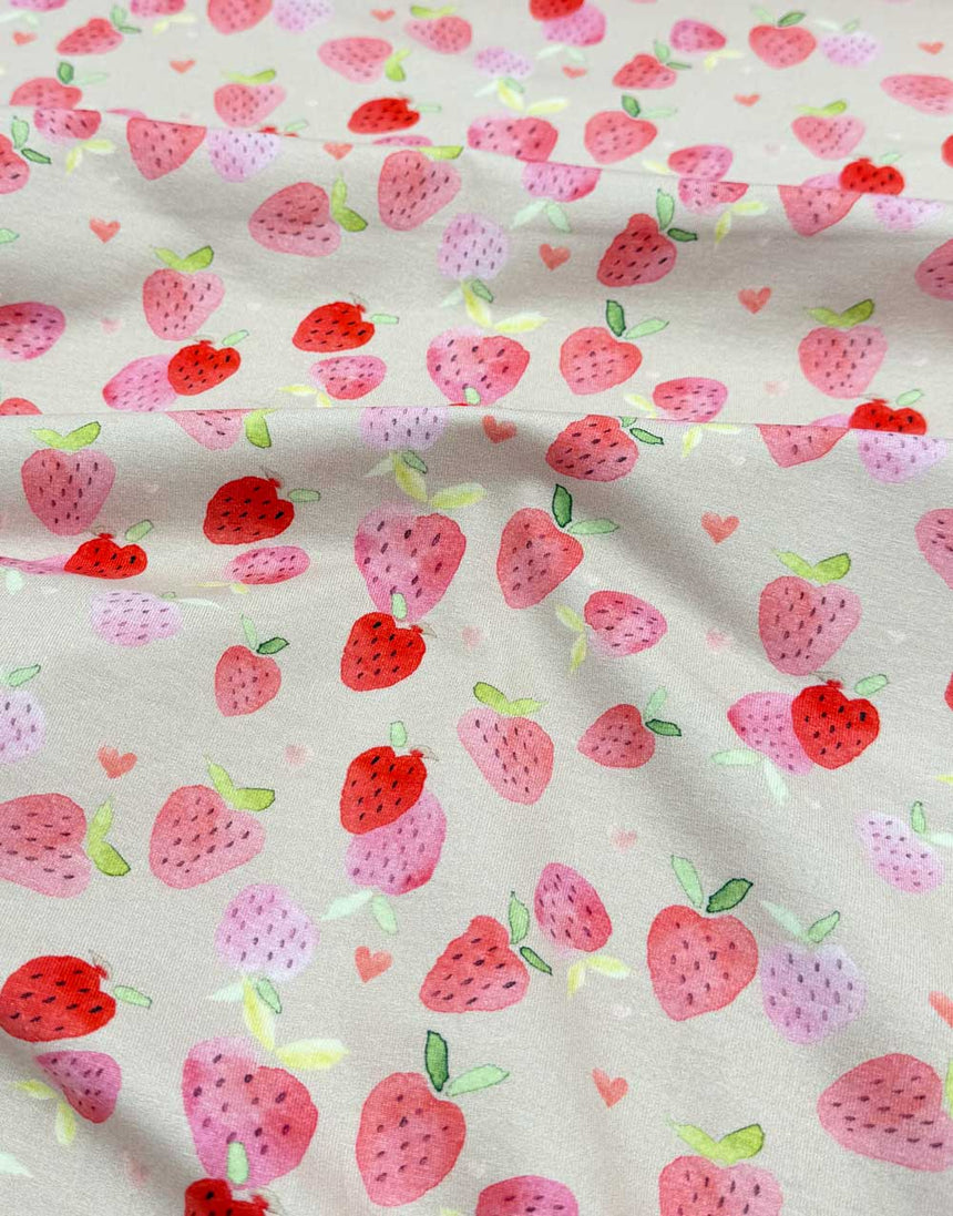Strawberry Sundae Cotton Jersey Fabric