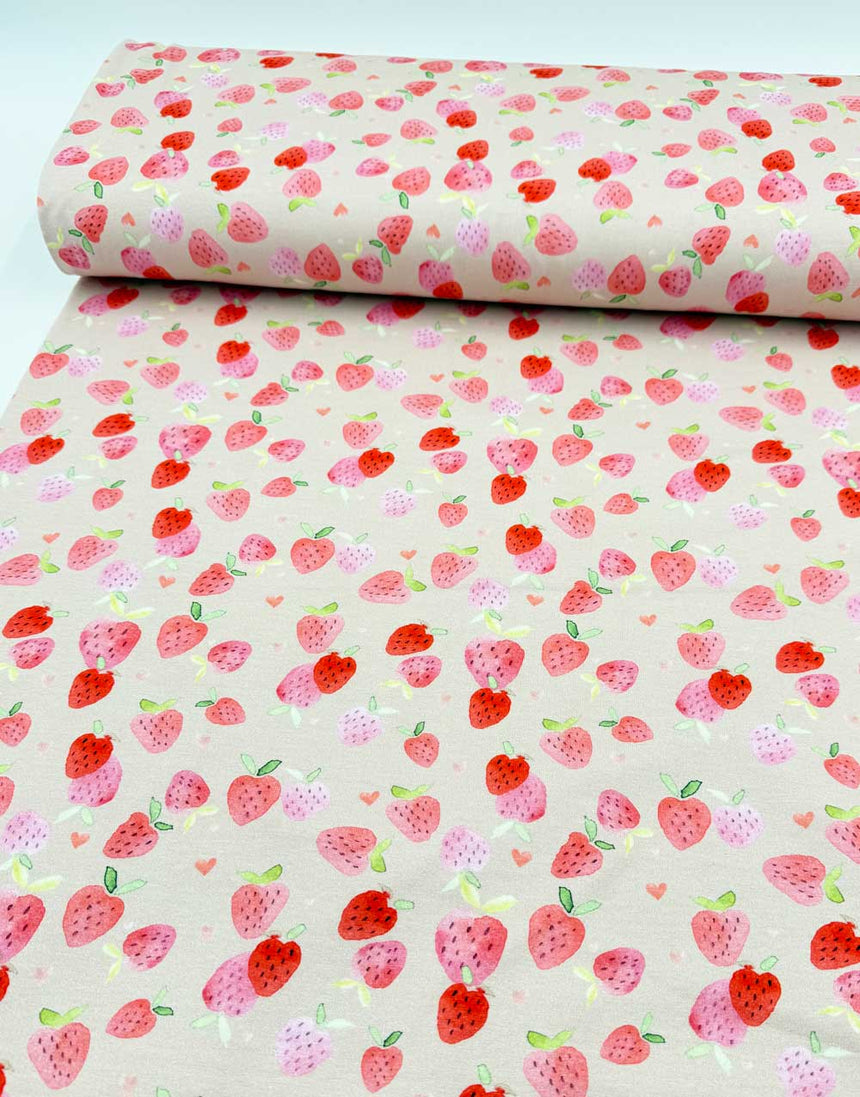 Strawberry Sundae Cotton Jersey Fabric