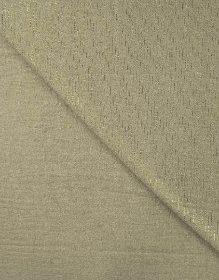 Khaki Metallic Stripe Cotton Muslin Fabric