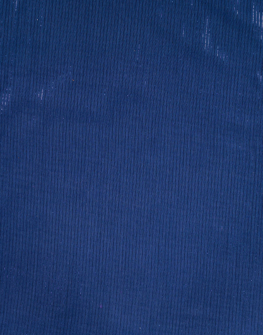 Navy Metallic Stripe Cotton Muslin Fabric