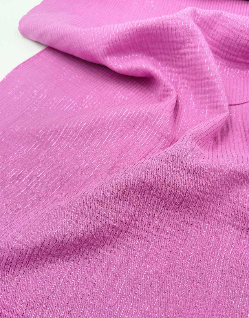 Pink Metallic Stripe Cotton Muslin Fabric
