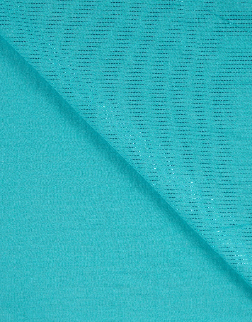Turquoise Metallic Stripe Cotton Muslin Fabric