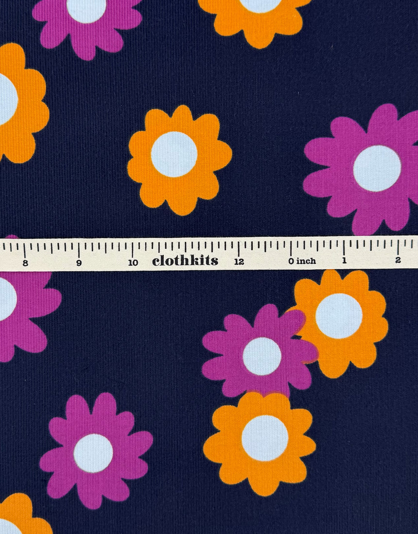 Happy Flower Cotton Needlecord Fabric
