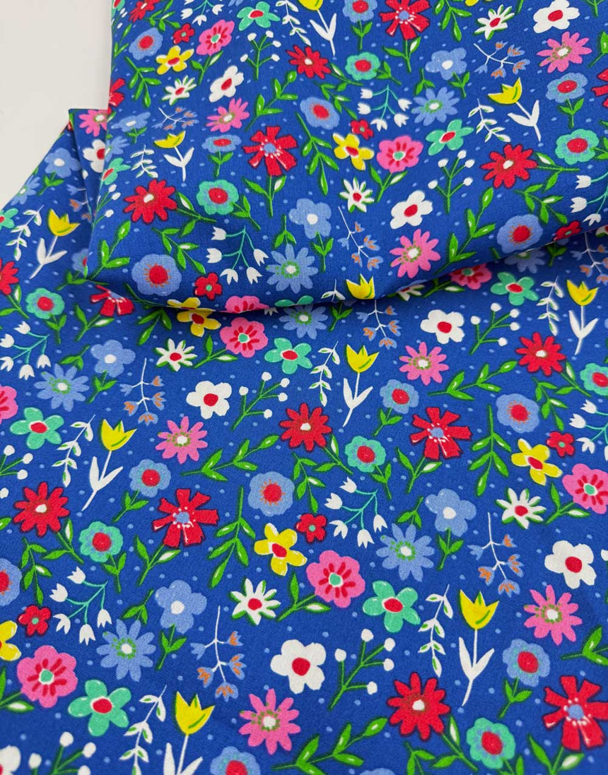Blueberry Meadow Printed Cotton Poplin Fabric
