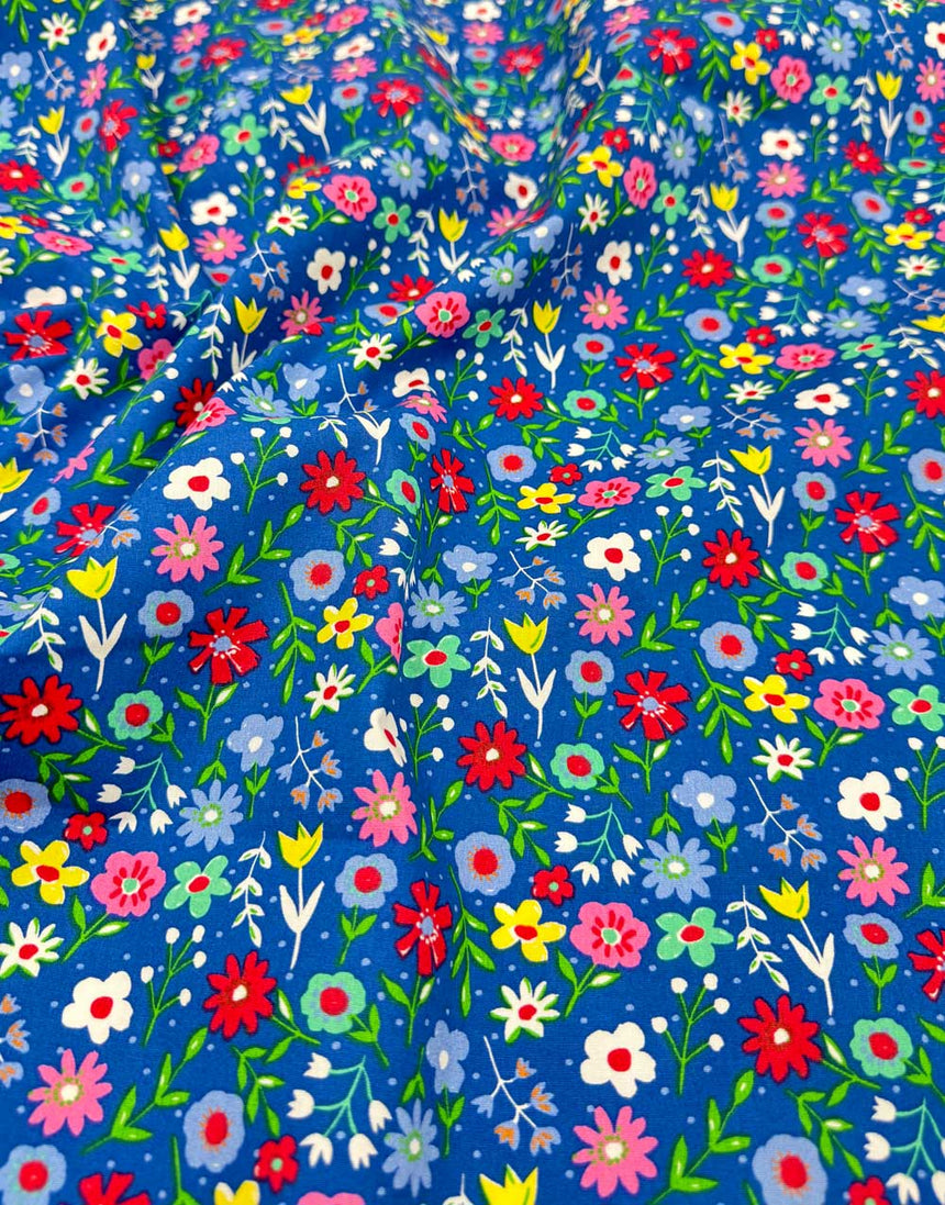 Blueberry Meadow Printed Cotton Poplin Fabric