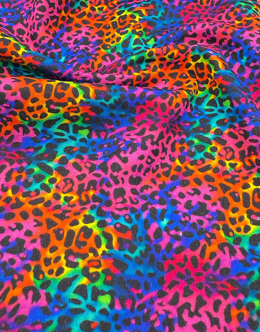 Neon Safari Rainbow Animal Cotton Print Fabric