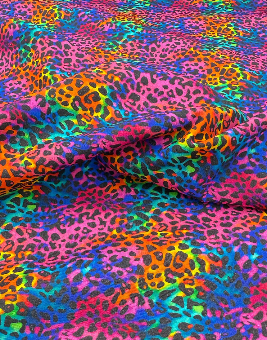 Neon Safari Rainbow Animal Cotton Print Fabric