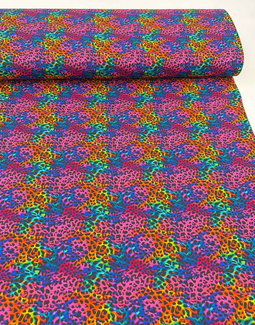 Neon Safari Rainbow Animal Cotton Print Fabric
