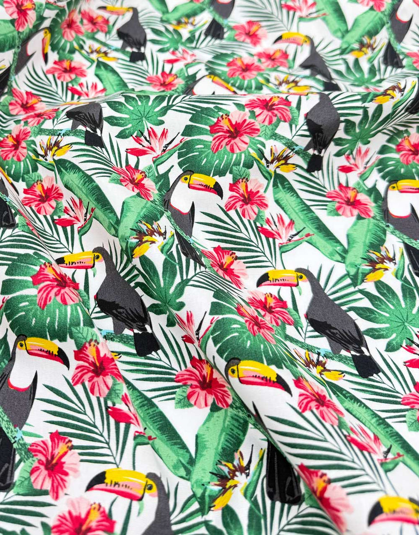Tropical Toucans Printed Cotton Poplin Fabric