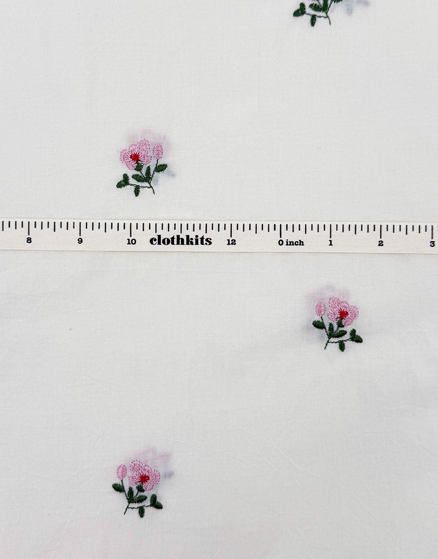 Embroidered Blossom Crinkle Cotton Voile Fabric
