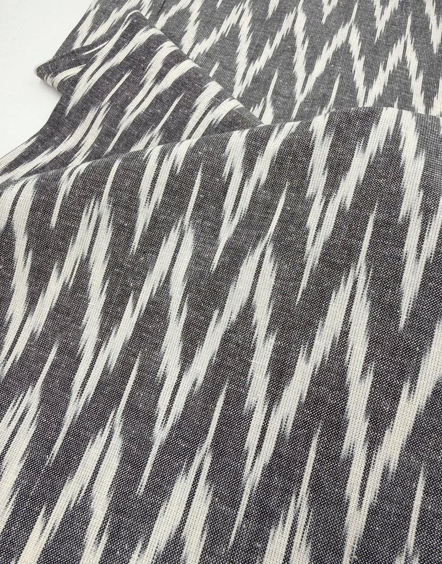 Grey Zig Zag Cotton Ikat Fabric