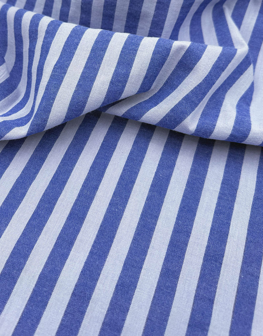 Harbour Blue Stripe Cotton Yarn-Dyed Fabric