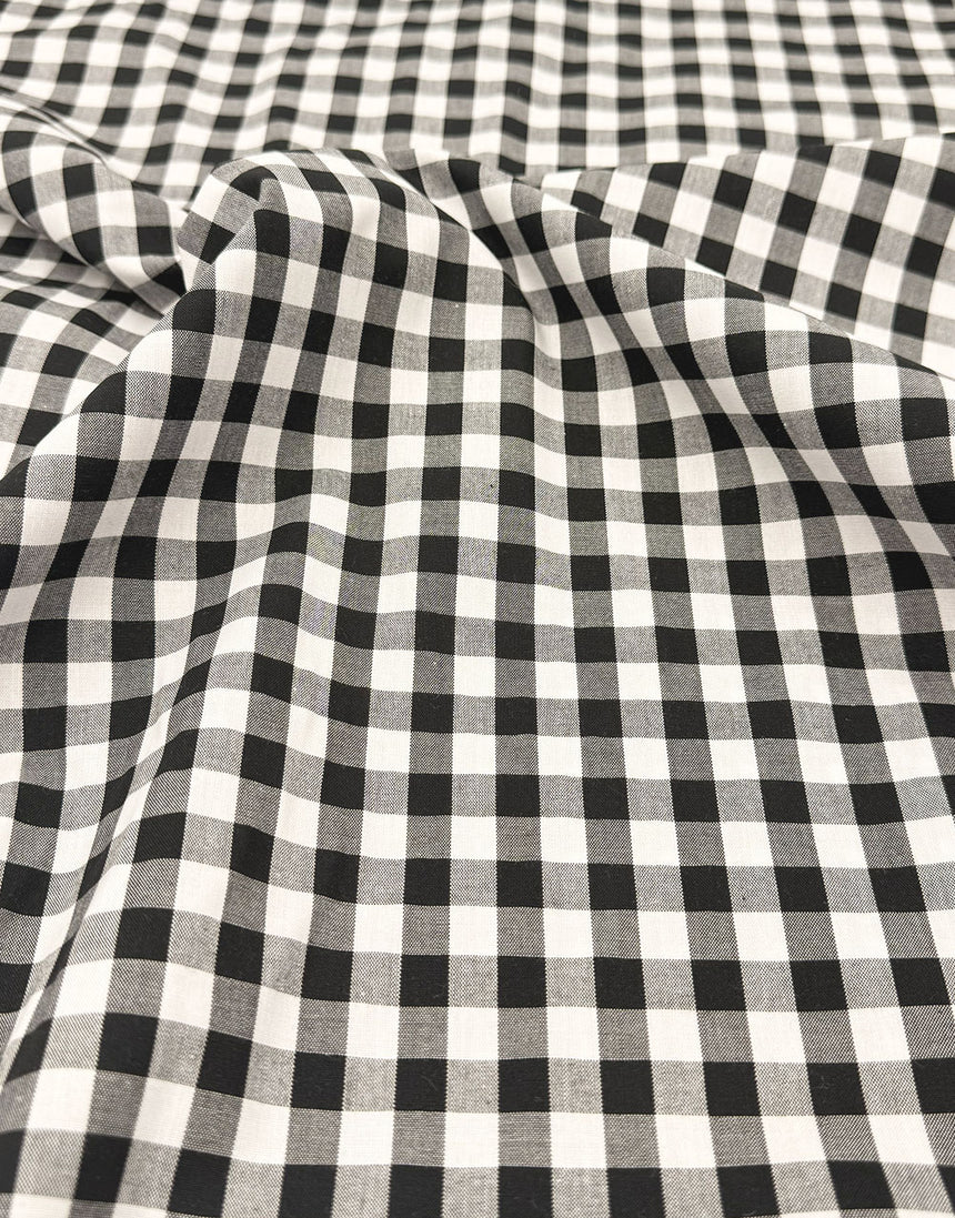 Small Black Yarn-Dyed Gingham Cotton Fabric