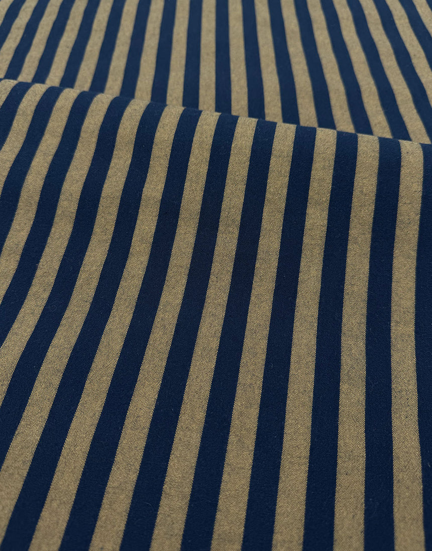 Midnight Toffee Stripe Cotton Yarn-Dyed Fabric