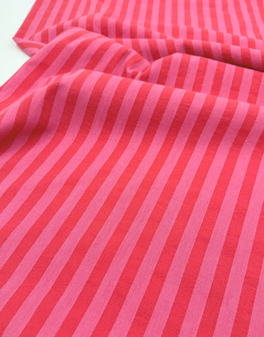 Pink Fizz Stripe Cotton Yarn-Dyed Fabric