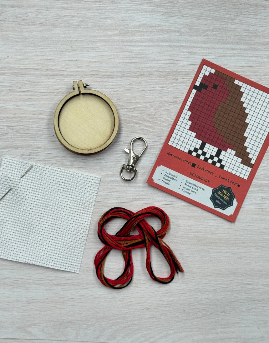 Red Robin Mini Matchbox Christmas Cross Stitch Kit, Crafty Kit Company