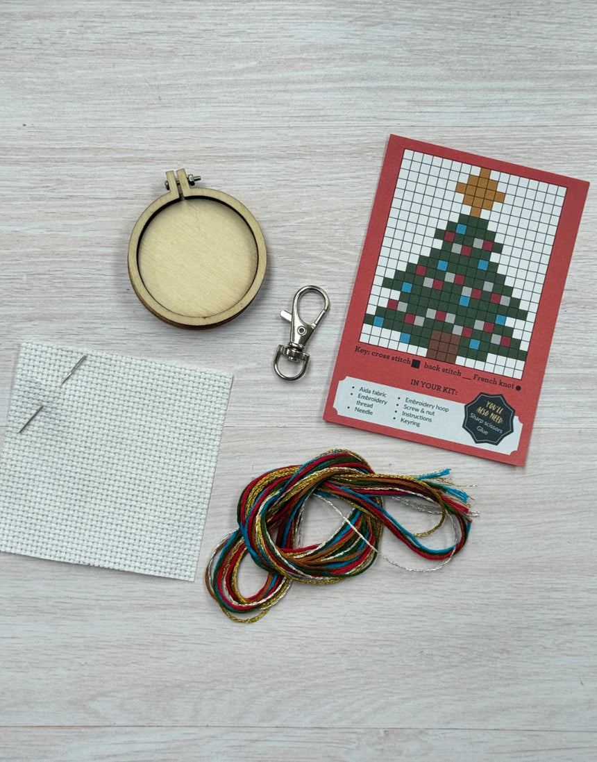 Christmas Tree Mini Matchbox Cross Stitch Kit, Crafty Kit Company